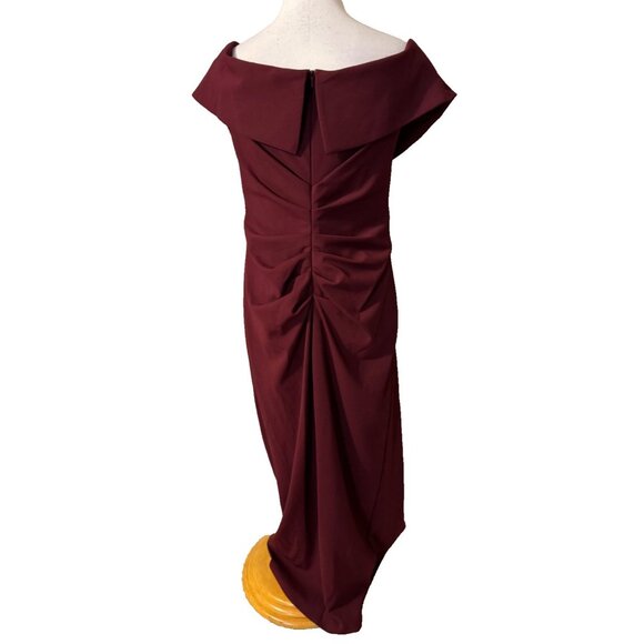 Xscape Formal Long Dress 14W Burdundy Party Gala Cruise Wedding Washable NEW - Picture 4 of 15